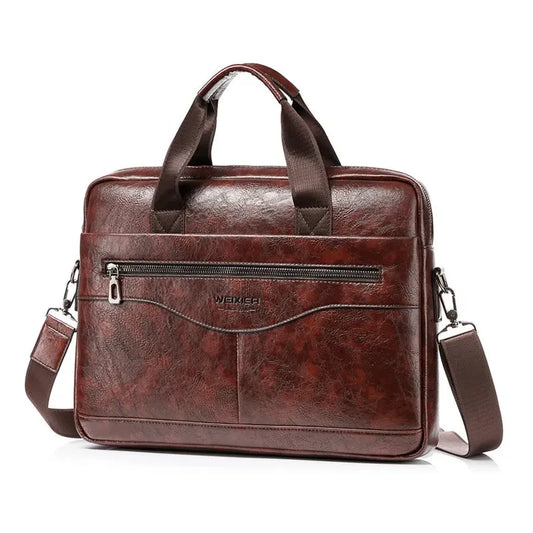 JMT-069898 Retro Black Brown Men’s PU Leather Briefcase for Business Professionals