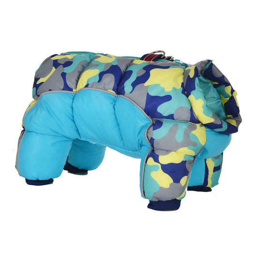 JMT-070154 Cotton Padded Camouflage Dog Jacket for Autumn and Winter, Waterproof and Cold-Proof, Four-Legged Design