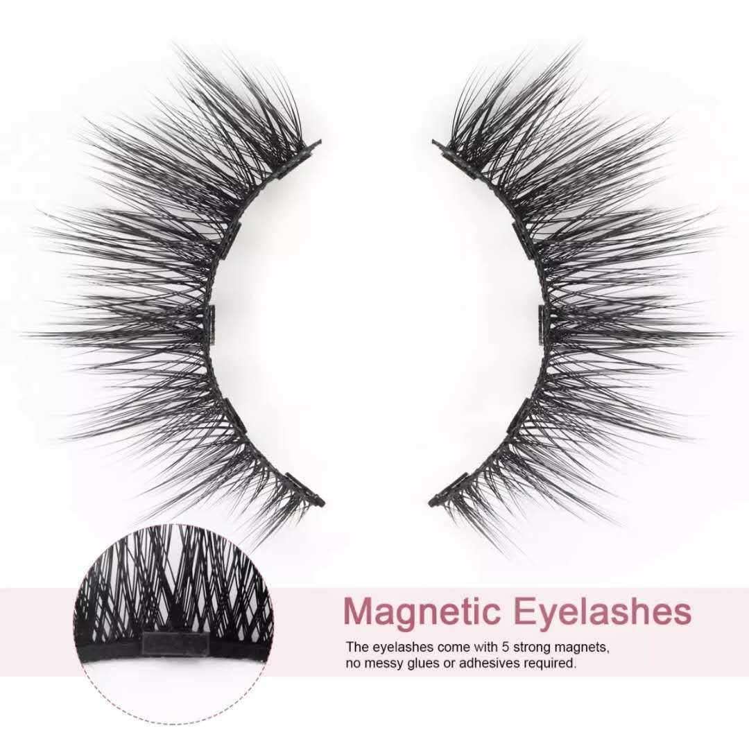 JMT-070346 Magnetic Eyelash Set with Liquid Eyeliner - Five Pairs of Glue-Free Lashes in Various Styles