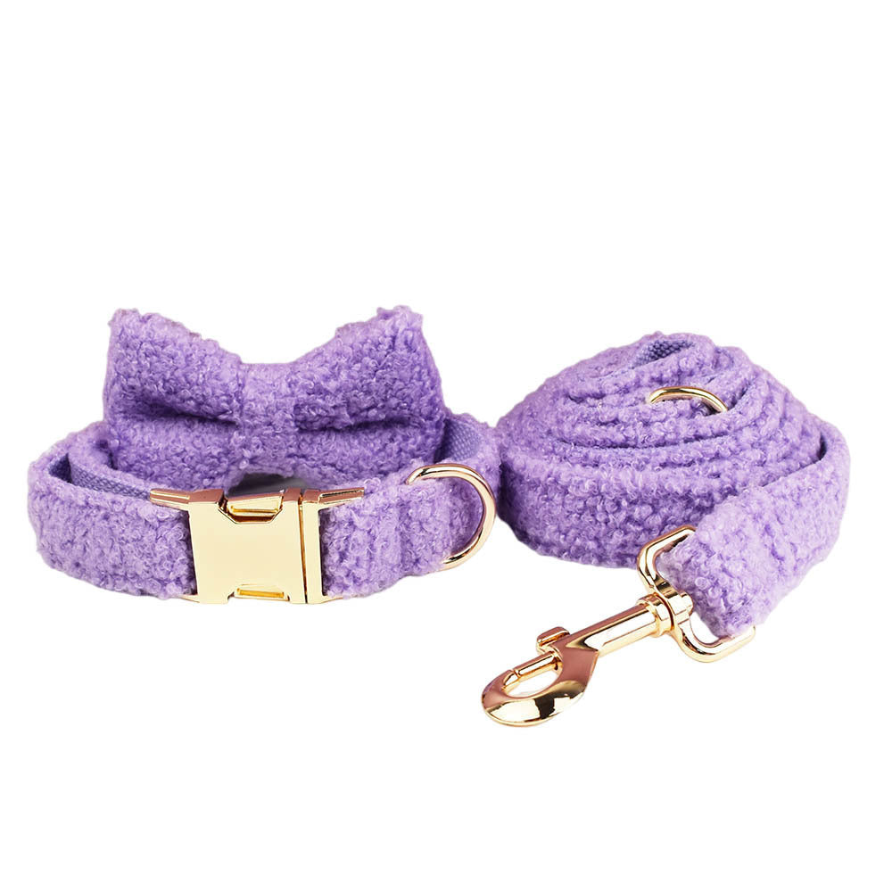 JMT-070410 Purple Dog Four-Piece Set: Collar, Leash, Bow, and Vest for Small Pets