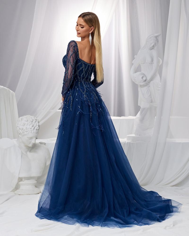 JMT-070474 Elegant Blue Evening Gown with Flattering Silhouette for Women