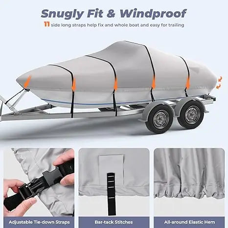 JMT-070858 Waterproof 1200D Oxford Cloth Boat Cover with UV Protection and Dust Resistance
