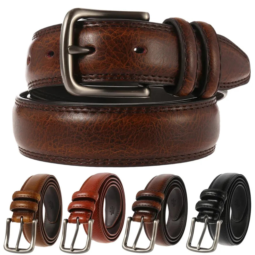 JMT-070986 Casual Two-Layer Leather Pin Buckle Belt - 3.2CM Width, Style LY32-22348