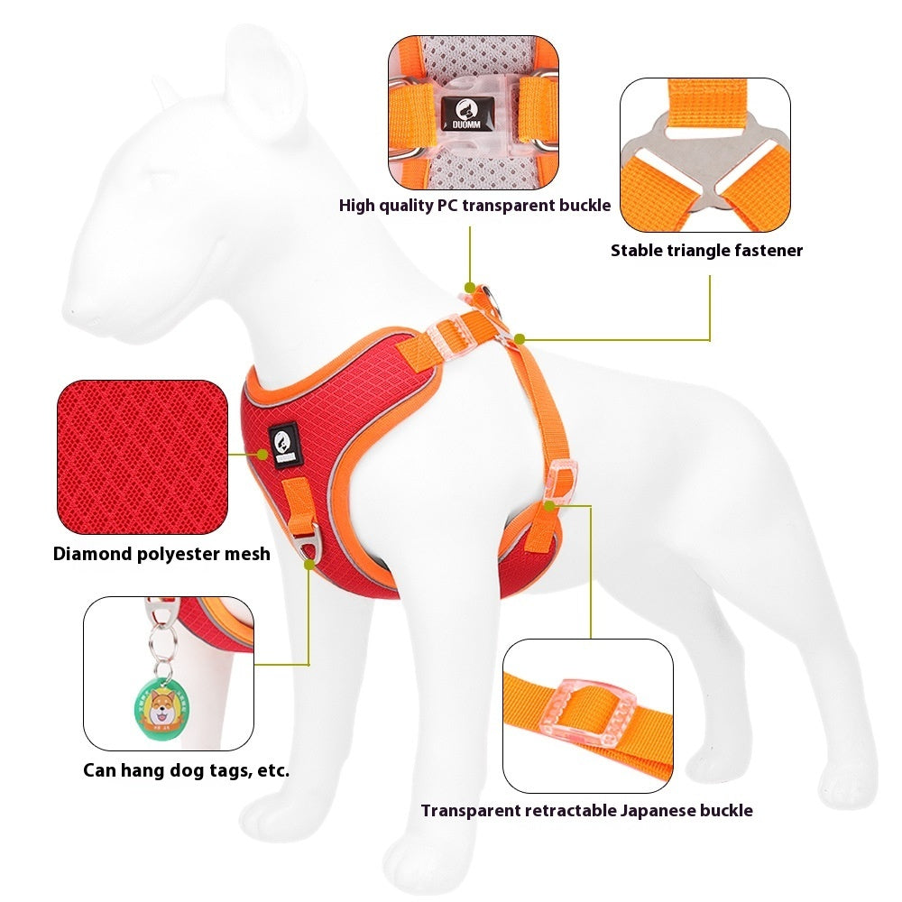 JMT-071562 Breathable Adjustable Dog Harness with Reflective Trim for Small to Medium Pets