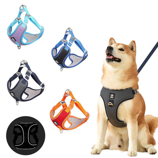JMT-071562 Breathable Adjustable Dog Harness with Reflective Trim for Small to Medium Pets