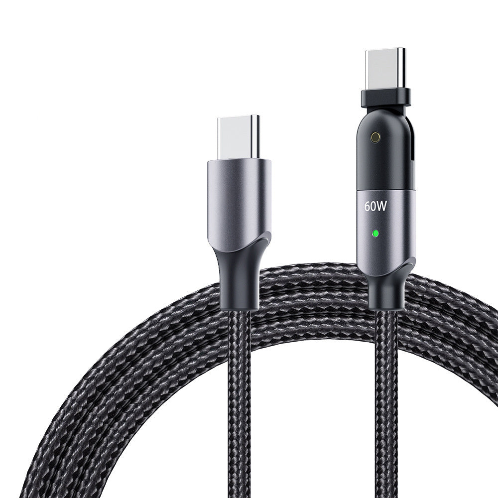 JMT-071562 Rotatable 60W and 100W Data Cable - Lengths of 1.2m and 2m - Available in Sparkling Black and Flame Red