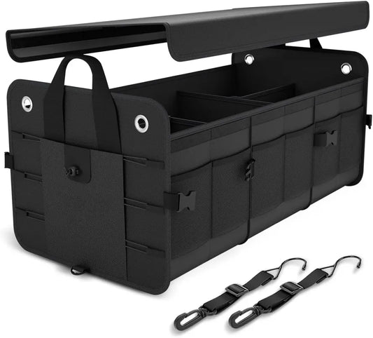 JMT-072010 Heavy Duty Foldable Car Trunk Organizer with Lid - Collapsible Storage Solution for Vehicle Cargo Management