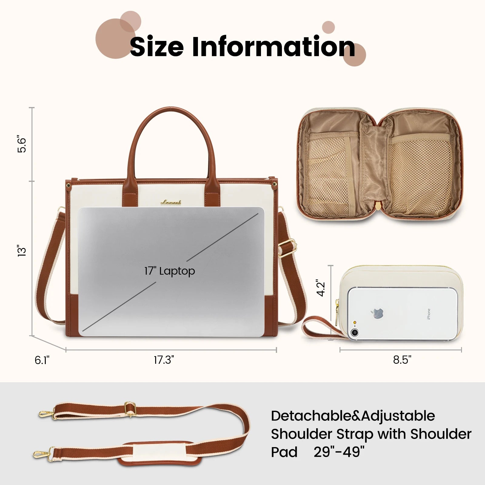 JMT-072202 Lightweight Laptop Tote Bag for Women - 15.6 Inch Large Teacher Purse and Briefcase for Office Use