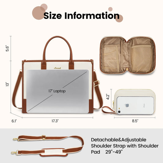 JMT-072202 Lightweight Laptop Tote Bag for Women - 15.6 Inch Large Teacher Purse and Briefcase for Office Use