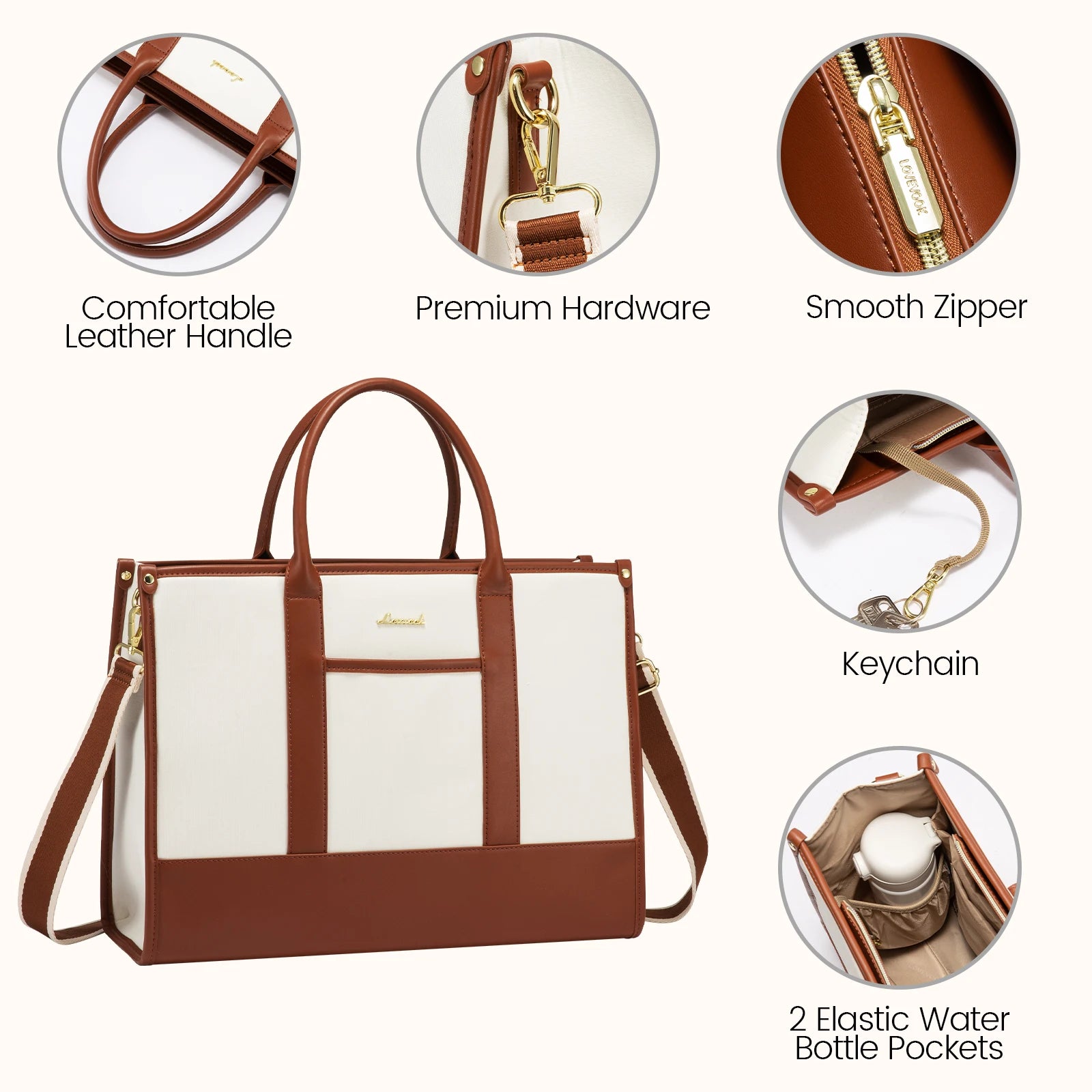 JMT-072202 Lightweight Laptop Tote Bag for Women - 15.6 Inch Large Teacher Purse and Briefcase for Office Use