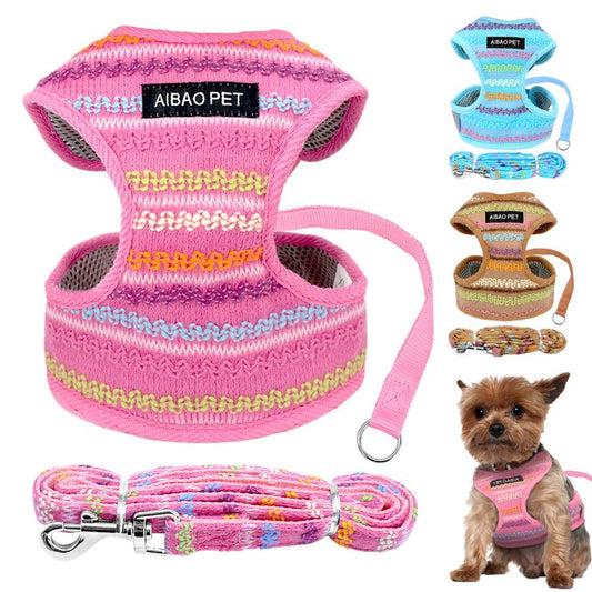 JMT-072714 Comfortable Fleece Corset for Small and Medium Dogs - Colorful Design with Adjustable Chest Strap and Strong Rope
