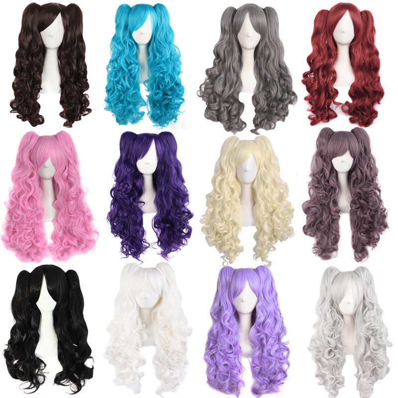 JMT-072906 Medium Long Double Ponytail Anime Character Wig Set - High Temperature Wire, Suitable for Any Skin Tone and Face Shape
