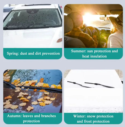 JMT-073162 Universal Foldable Waterproof Windshield Snow Cover for Car Protection from Sun and Snow