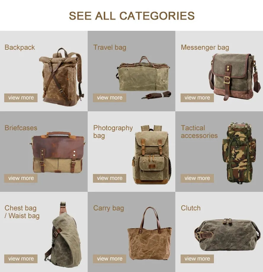 JMT-073418 Casual Outdoor Men's Crossbody Chest Bag in Waxed Canvas and Leather