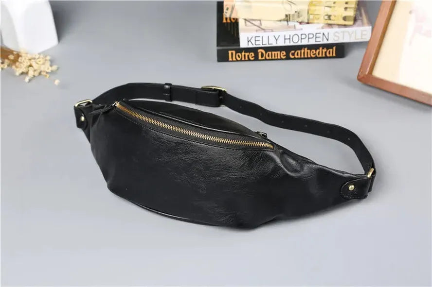 JMT-073418 Casual Outdoor Men's Crossbody Chest Bag in Waxed Canvas and Leather