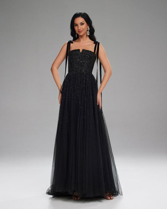JMT-073610 Elegant Black Evening Dress for Women, Style SH0199