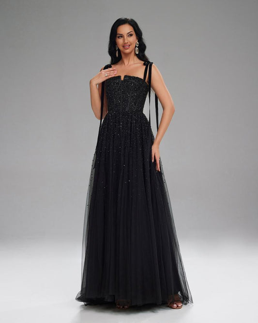 JMT-073610 Elegant Black Evening Dress for Women, Style SH0199
