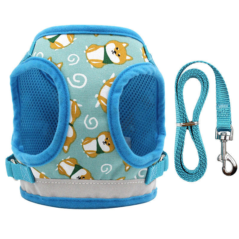 JMT-073866 Adjustable Nylon Dog Harness Vest with Anti-Break Traction Rope for All Seasons