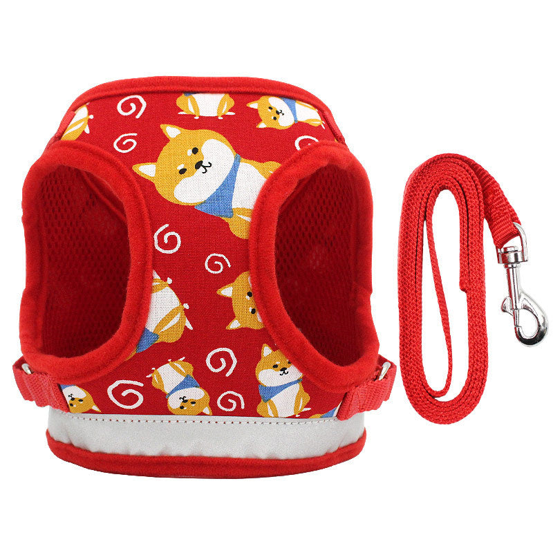 JMT-073866 Adjustable Nylon Dog Harness Vest with Anti-Break Traction Rope for All Seasons