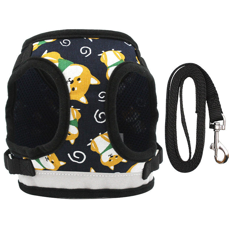 JMT-073866 Adjustable Nylon Dog Harness Vest with Anti-Break Traction Rope for All Seasons