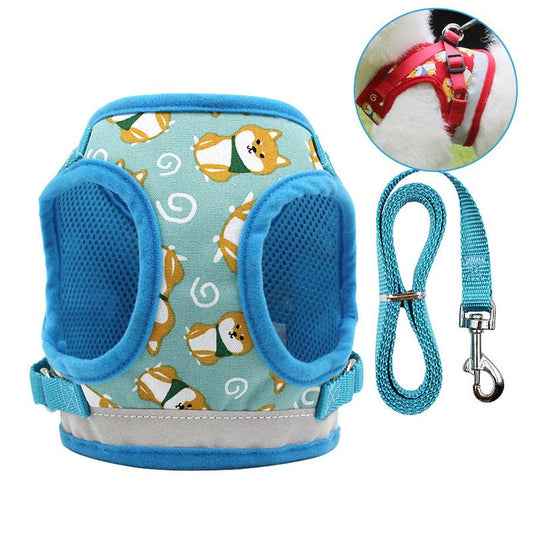 JMT-073866 Adjustable Nylon Dog Harness Vest with Anti-Break Traction Rope for All Seasons