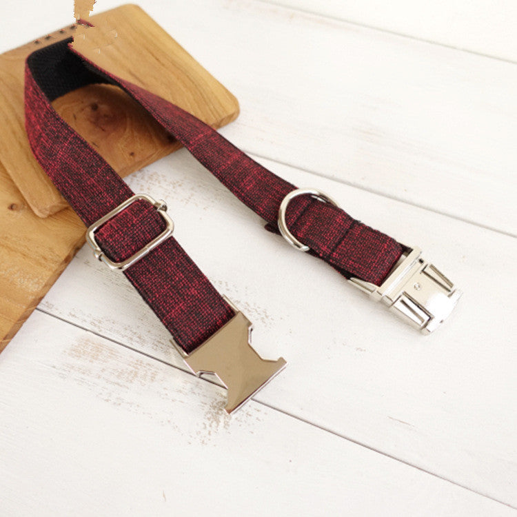 JMT-074186 Red Canvas Dog Collar with Metal Buckle - Comfortable & Stylish, Durable Polyester Fabric, Various Sizes Available
