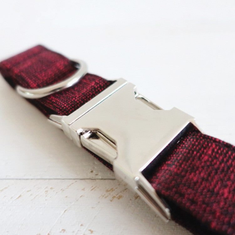 JMT-074186 Red Canvas Dog Collar with Metal Buckle - Comfortable & Stylish, Durable Polyester Fabric, Various Sizes Available