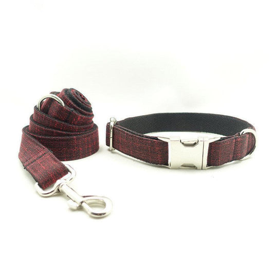 JMT-074186 Red Canvas Dog Collar with Metal Buckle - Comfortable & Stylish, Durable Polyester Fabric, Various Sizes Available