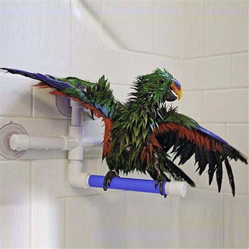 JMT-074762 Bird Shower Rod Stand for Medium to Large Birds - Foldable Design with Suction Cups for Easy Shower Use