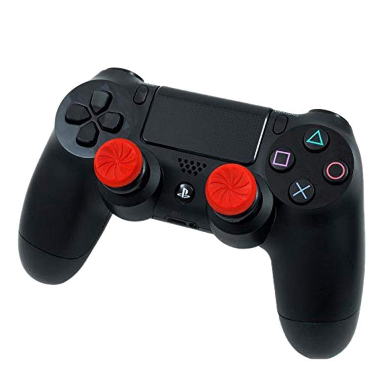 JMT-075146 PS4 Thumb Grip Extender - Durable ABS Controller Accessories in Black, Red, and Purple