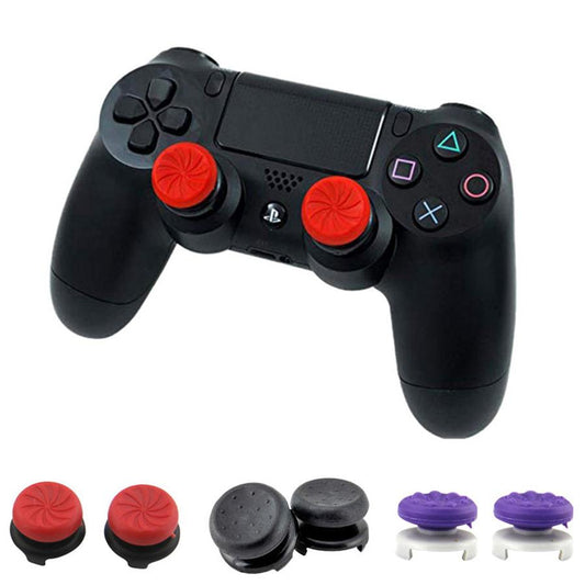 JMT-075146 PS4 Thumb Grip Extender - Durable ABS Controller Accessories in Black, Red, and Purple