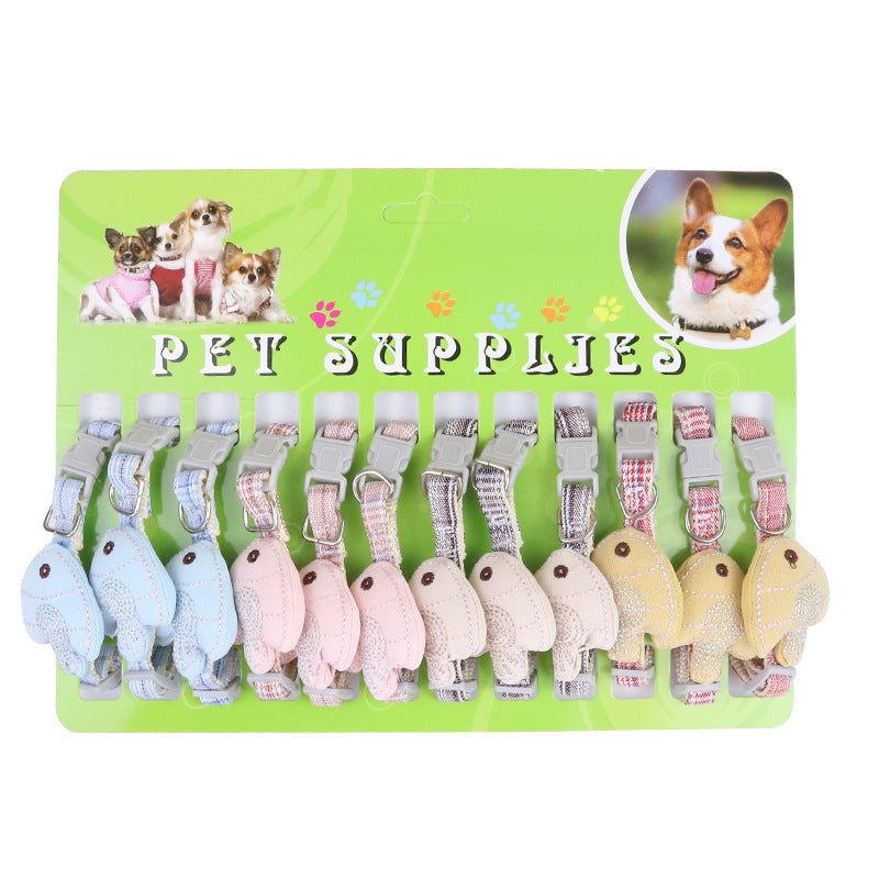 JMT-075338 Small Monochrome Fish-Shaped Cat Collar - Casual Polyester Design