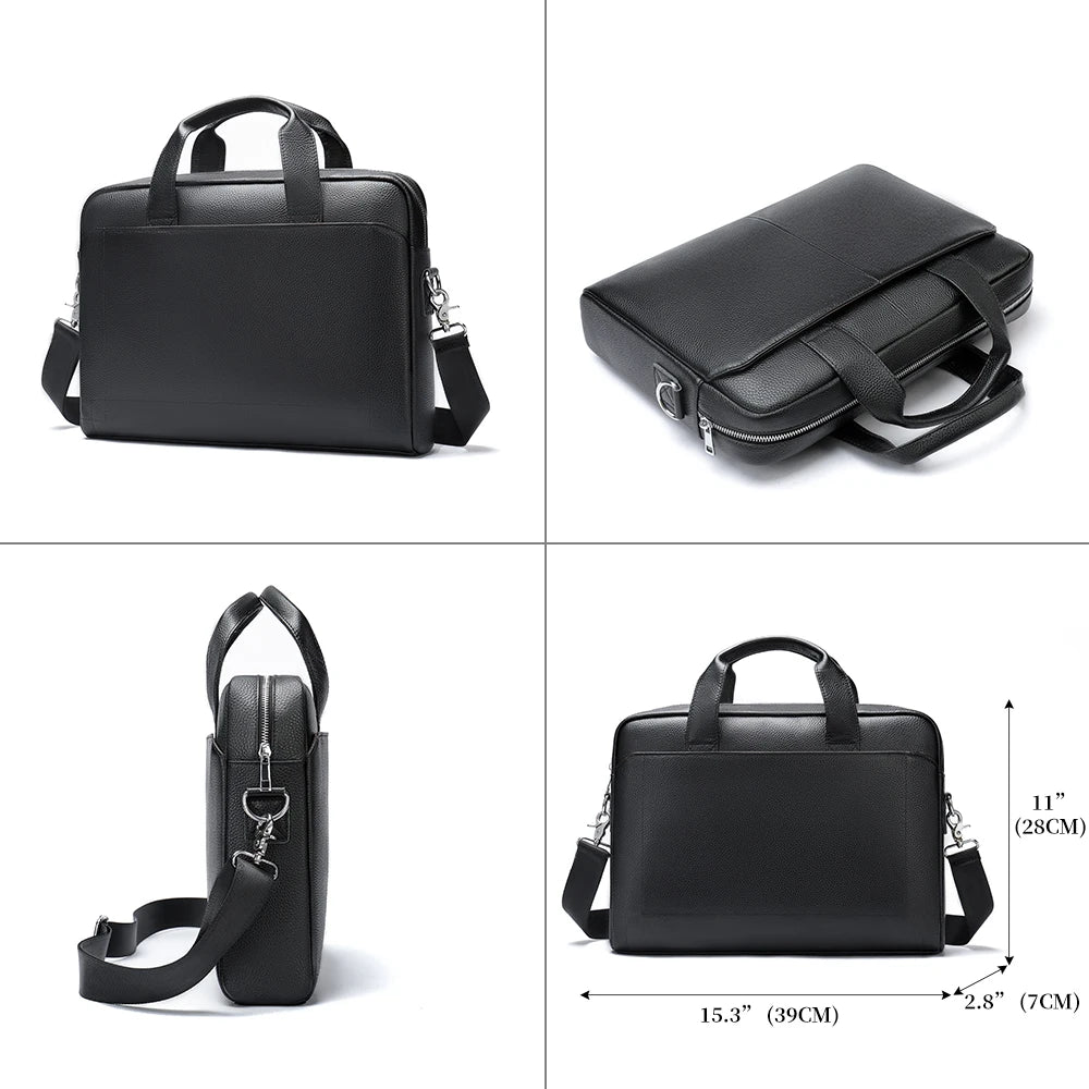 JMT-075658 Men's Genuine Leather Business Executive Laptop Bag - Versatile Briefcase for Office and Documents