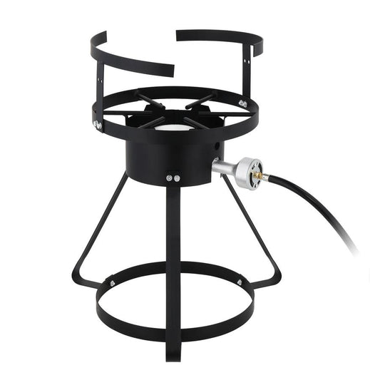 JMT-075722 30QT Black Round Turkey Frying Pan Set with Tripod Stand and Aluminum Cookware