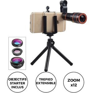 JMT-075850 4-in-1 Cell Phone Lens Kit: Telephoto, Fisheye, Wide Angle, Macro