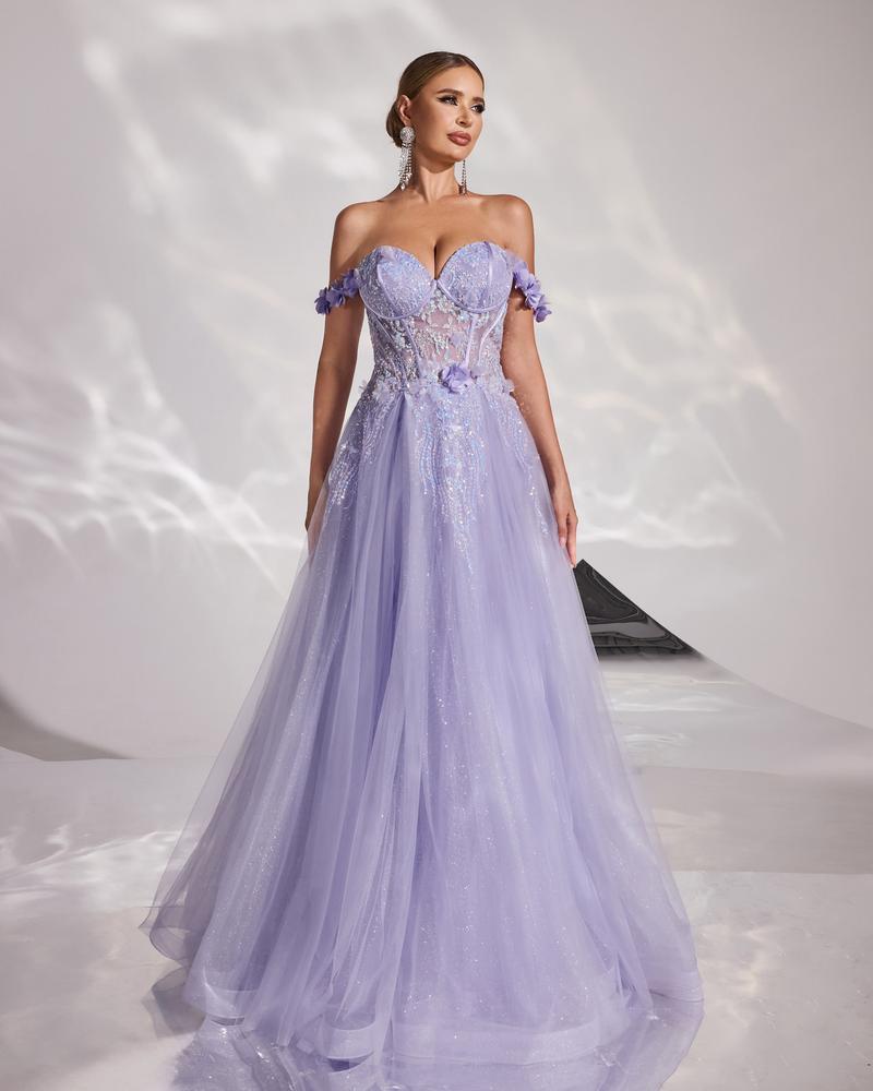 JMT-075914 Elegant Women's Evening Gown in Purple - Model SH0177