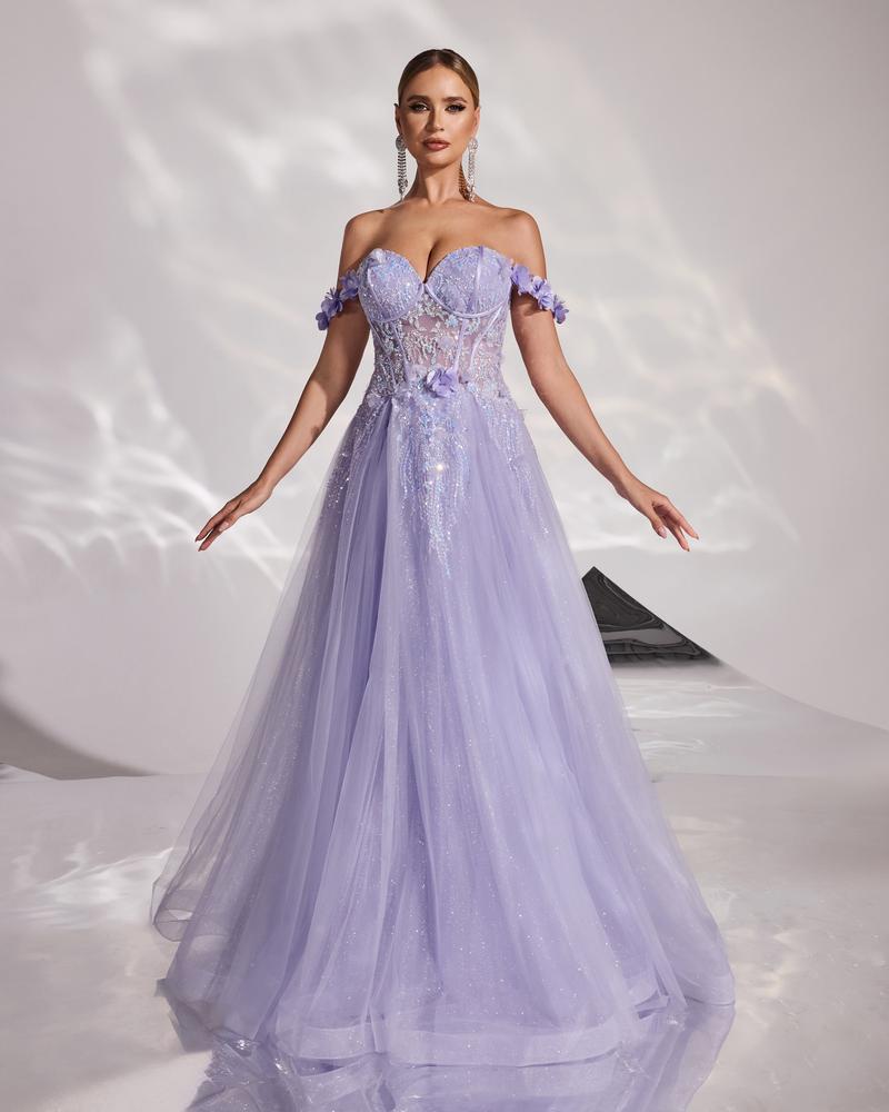 JMT-075914 Elegant Women's Evening Gown in Purple - Model SH0177