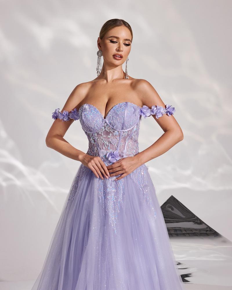 JMT-075914 Elegant Women's Evening Gown in Purple - Model SH0177