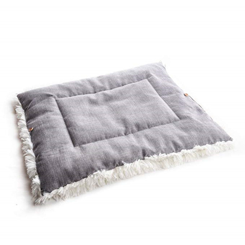 JMT-076298 Convertible Plush Pet Mat - Soft and Machine Washable Cat Bed, Dual-Use Design, Easy to Fold, Modern White and Gray Style