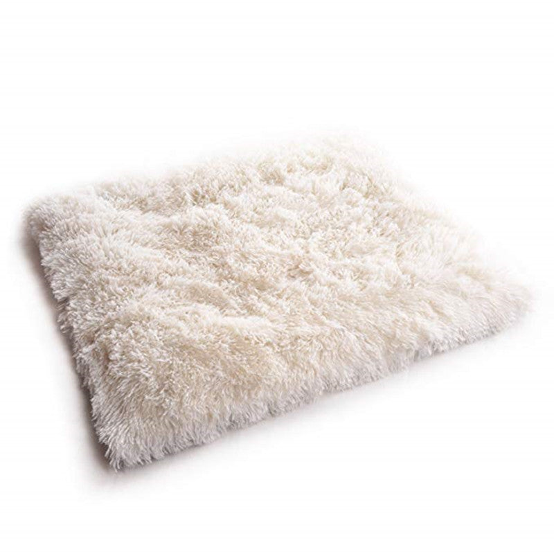 JMT-076298 Convertible Plush Pet Mat - Soft and Machine Washable Cat Bed, Dual-Use Design, Easy to Fold, Modern White and Gray Style