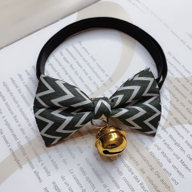 JMT-076490 Striped Polyester Bow Tie with Bell for Cats, Rabbits, and Dogs - Size S & M Available