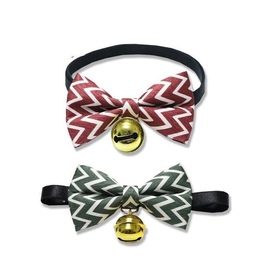 JMT-076490 Striped Polyester Bow Tie with Bell for Cats, Rabbits, and Dogs - Size S & M Available