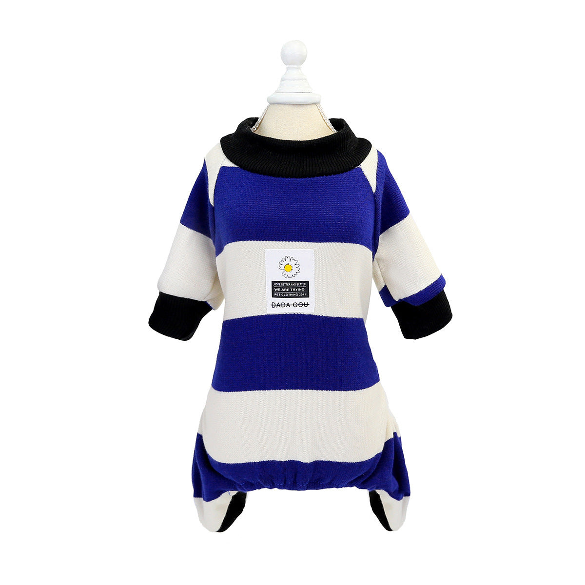JMT-076618 Striped Velvet Dog Pajamas - Soft Cotton Pet Clothing in Blue, Red, and Green, Sizes S to 2XL