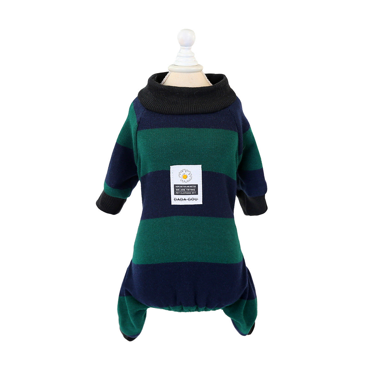 JMT-076618 Striped Velvet Dog Pajamas - Soft Cotton Pet Clothing in Blue, Red, and Green, Sizes S to 2XL