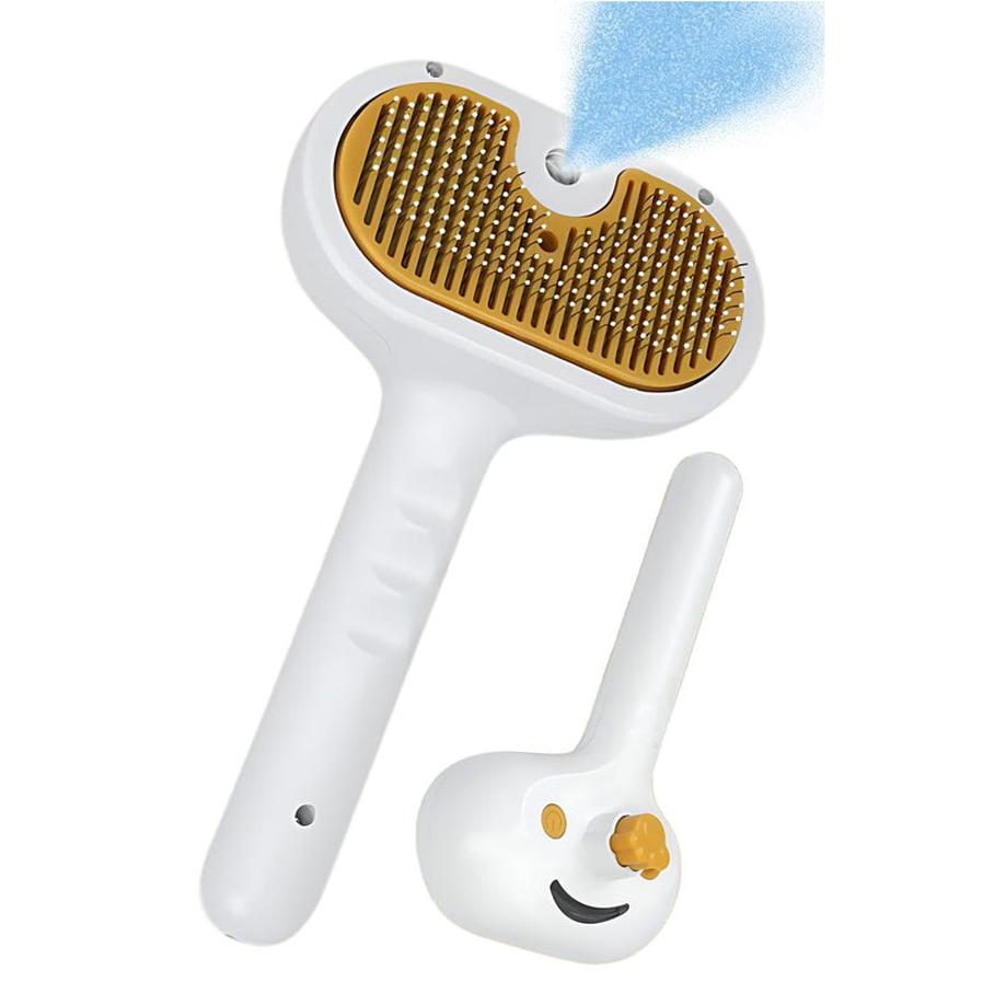 JMT-076810 Steam Mist Grooming Brush for Cats and Dogs with Self-Cleaning Design and Built-In Water Tank