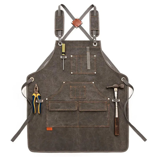 JMT-076874 Canvas Apron for Gardening, Baking, and Restaurant Use - Custom Logo Available