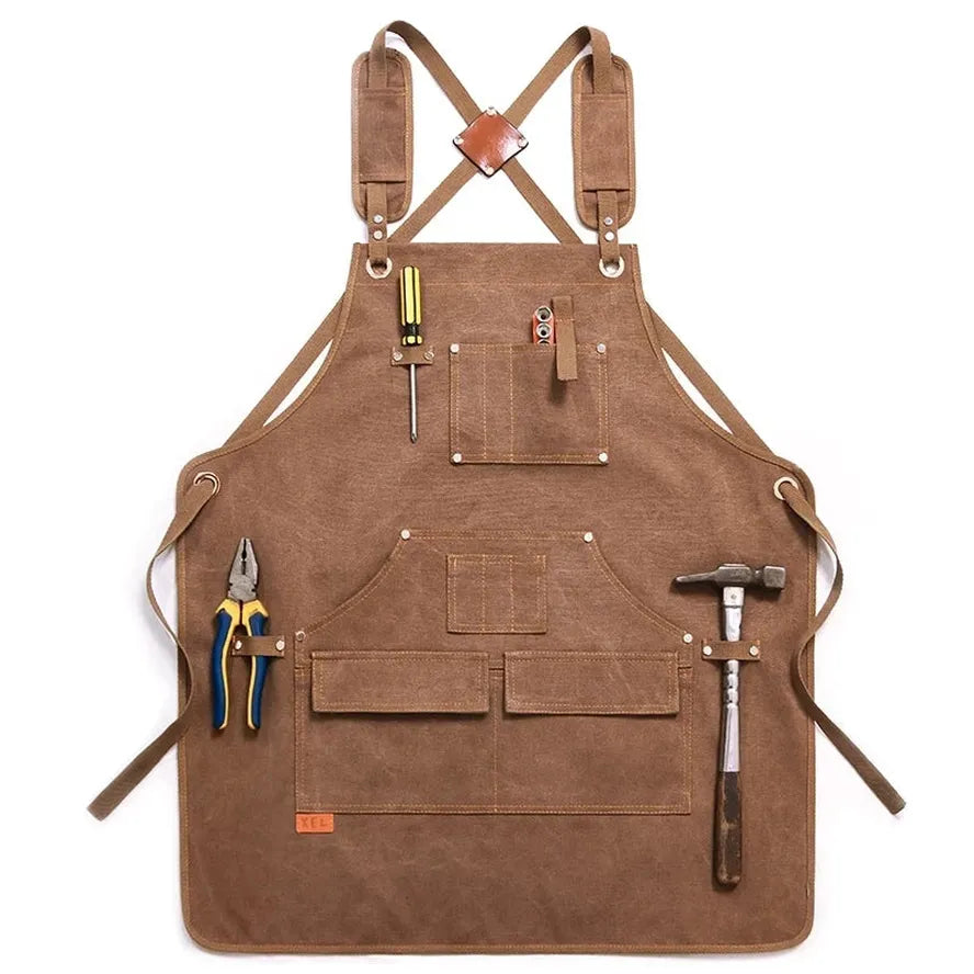 JMT-076874 Canvas Apron for Gardening, Baking, and Restaurant Use - Custom Logo Available