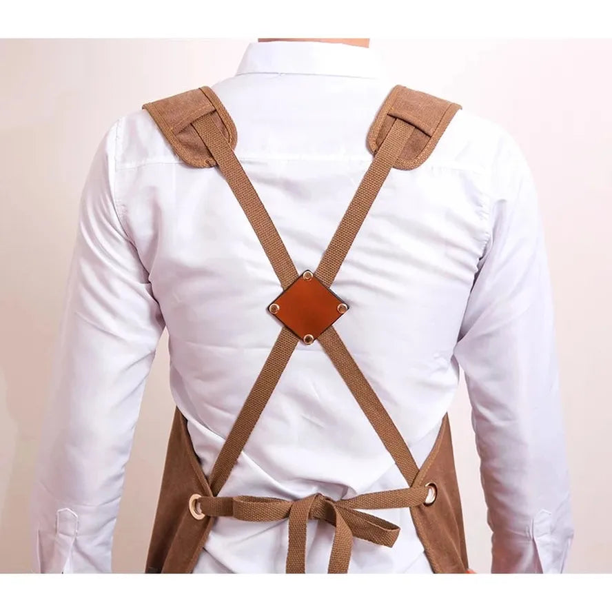 JMT-076874 Canvas Apron for Gardening, Baking, and Restaurant Use - Custom Logo Available