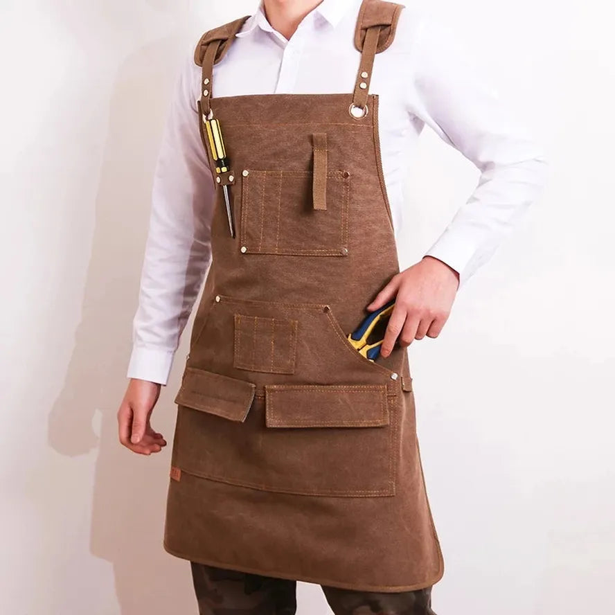 JMT-076874 Canvas Apron for Gardening, Baking, and Restaurant Use - Custom Logo Available