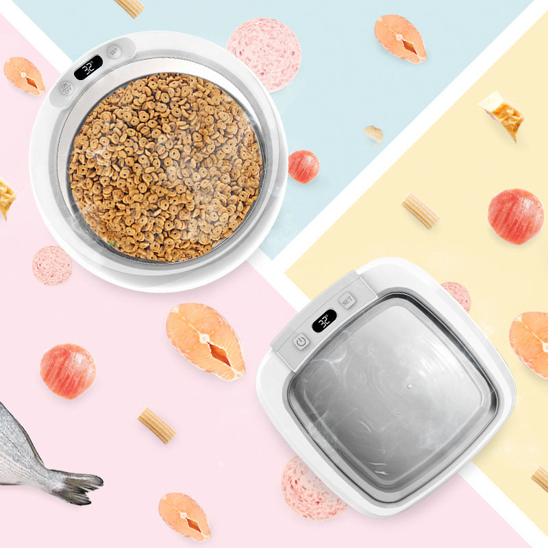 JMT-077002 Round Stainless Steel Smart Heating Bowl for Dogs and Cats, Detachable Design